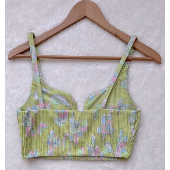 NWOT Zara Green Floral Printed Pleated Crop Top, Size Small - Picture 16 of 16